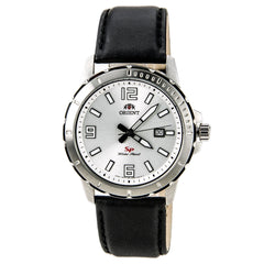 Orient UNE200CW Men's SP Silver Dial Stainless Steel Leather Strap Watch
