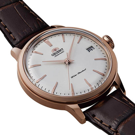 Orient Women's Quartz Watch - Rose Gold Tone Case Brown Leather Strap | RA-AC0010S00C ,