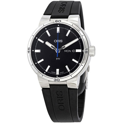 Oris Men's Automatic Watch - TT1 Day-Date Black Dial Rubber Strap | 01 735 7752 4154RS ,