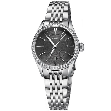 Oris Women's Automatic Watch - Artelier Diamond Date Grey Dial | 01 561 7722 4953MB ,