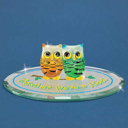 Owls Together Were A Hoot Glass Figurine ,