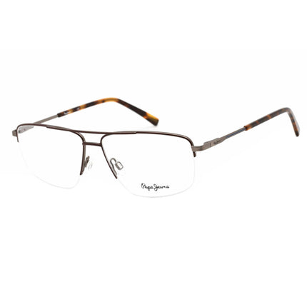Pepe Jeans Men's Eyeglasses - Burgundy Pilot Metal Semi-Rimless Frame | PJ1327 C3 ,