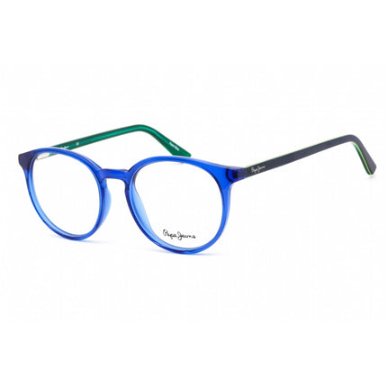 Pepe Jeans Unisex Eyeglasses - Full Rim Blue Plastic Round Shape Frame | PJ3432 C5 ,
