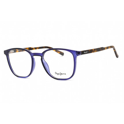 Pepe Jeans Unisex Eyeglasses - Full Rim Crystal Blue Plastic Rectangular | PJ3447 C2 ,