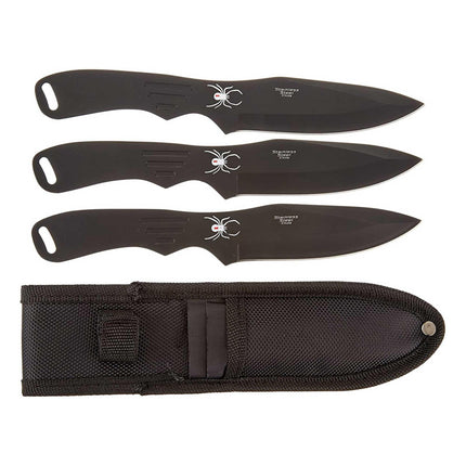 Perfect Point Throwing Knife Set - Black Steel Blade with Nylon Sheath | RC-1793B ,