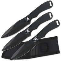 Perfect Point Throwing Knife Set - Black Steel Blade with Nylon Sheath | RC-1793B ,