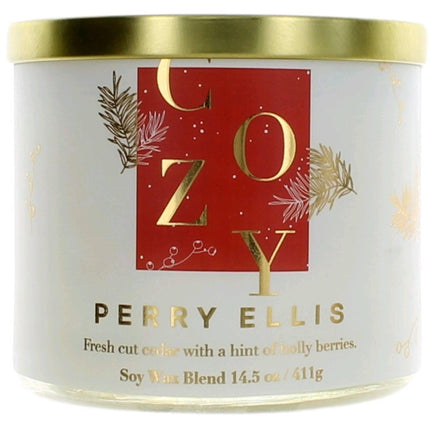 Perry Ellis Soy Wax Blend 3 Wick Candle - Fine Fragranced Cozy, 14.5 oz ,