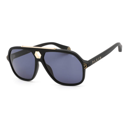 Philipp Plein Unisex Sunglasses - Full Rim Shiny Black and Gold Frame | SPP004M 0703 ,