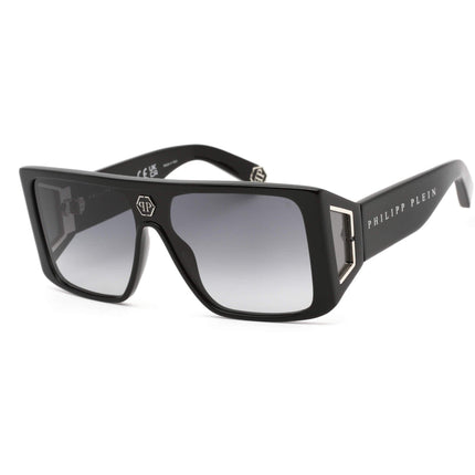 Philipp Plein Unisex Sunglasses - Shiny Black Rectangular Shape Frame | SPP014V 0700 ,