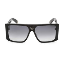 Philipp Plein Unisex Sunglasses - Shiny Black Rectangular Shape Frame | SPP014V 0700 ,