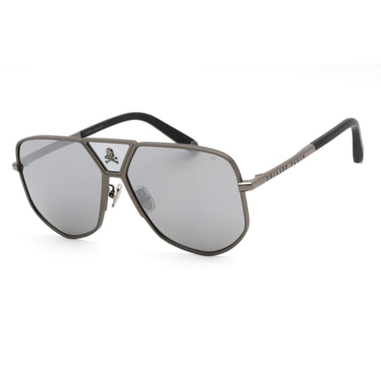 Philipp Plein Unisex Sunglasses - Shiny Gunmetal/Black Aviator Frame | SPP009V 584X ,