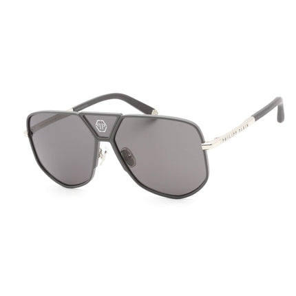 Philipp Plein Unisex Sunglasses - Shiny Palladium/Silver/Black Frame | SPP009M 0H70 ,