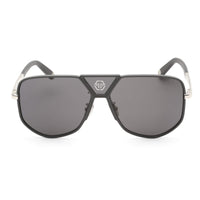 Philipp Plein Unisex Sunglasses - Shiny Palladium/Silver/Black Frame | SPP009M 0H70 ,
