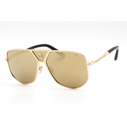 Philipp Plein Unisex Sunglasses - Yellow Gold and Black Aviator Frame | SPP009V 400G ,