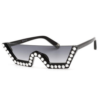 Philipp Plein Women's Sunglasses - Half Rim Shiny Black Shield Frame | SPP031S 0700 ,