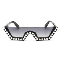 Philipp Plein Women's Sunglasses - Half Rim Shiny Black Shield Frame | SPP031S 0700 ,