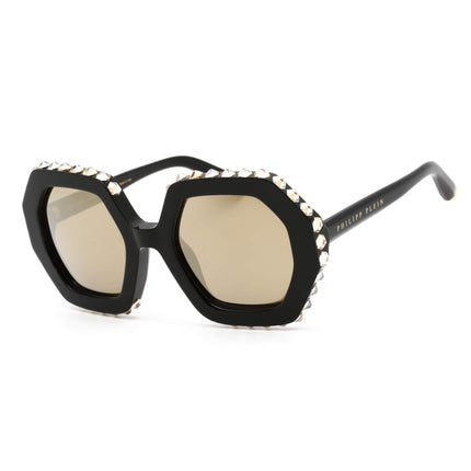 Philipp Plein Women's Sunglasses - Mirrored Lens Shiny Black Frame | SPP039V 700G ,