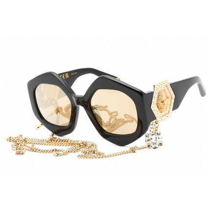 Philipp Plein Women's Sunglasses - Shiny Black Irregular Shape Frame | SPP102S 700G ,