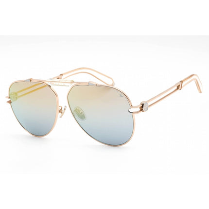 Philipp Plein Women's Sunglasses - Shiny Rose Gold Metal Aviator Frame | SPP048M 033M ,
