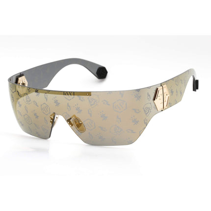 Philipp Plein Women's Sunglasses - Shiny Rose Gold Shield Metal Frame | SPP029M 300L ,