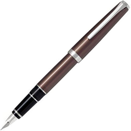 Pilot Fountain Pen - Metal Falcon Screw On Brown Barrel and Black Grip ,