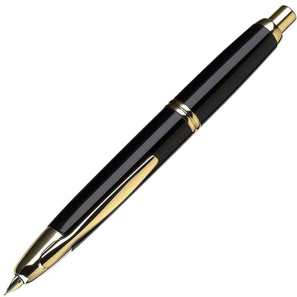 Pilot Fountain Pen - Vanishing Point Black and Gold Trim Barrel, Medium Nib | 60590 ,
