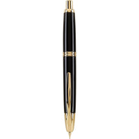 Pilot Fountain Pen - Vanishing Point Black and Gold Trim Barrel, Medium Nib | 60590 ,