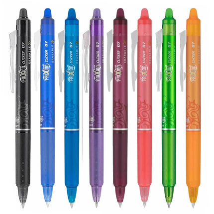 Pilot Gel Pen - Frixion Ball Clicker Assorted Fine 0.7mm Erasable, Pack of 8 | 14210 ,