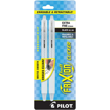 Pilot Gel Pen - Frixion Ball Clicker White Extra Fine Erasable, Pack of 2 | 14231 ,