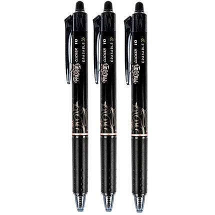 Pilot Gel Pen - Frixion Black Ink Clicker Erasable Retractable, Pack of 3 | 11390 ,