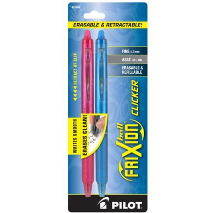 Pilot Gel Pen - Frixion Clicker 0.7 mm Fine Assorted Erasable, Pack of 2 | 31483 ,