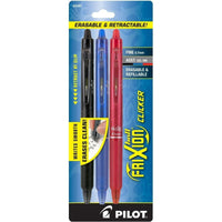 Pilot Gel Pen - Frixion Clicker 0.7mm Fine Point Assorted Erasable, Pack of 3 | 31467 ,