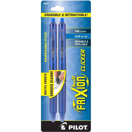 Pilot Gel Pen - Frixion Clicker Retractable Blue Ink Erasable, Pack of 2 | 31461 ,