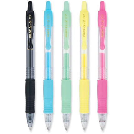 Pilot Gel Pen - G2 Assorted Pastel Ink Fine 0.7 mm Retractable, Pack of 5 | 14171 ,