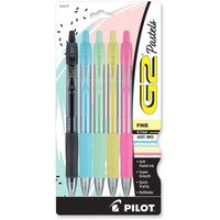 Pilot Gel Pen - G2 Assorted Pastel Ink Fine 0.7 mm Retractable, Pack of 5 | 14171 ,