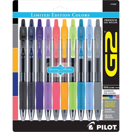 Pilot Gel Roller Pen - G2 Harmony Ink Quick Drying Retractable, Pack of 10 | 16985 ,