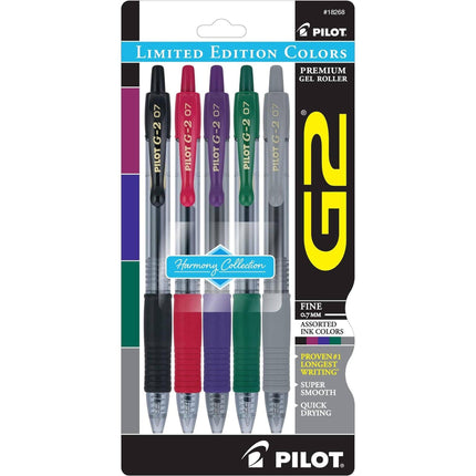 Pilot Gel Rollerball Pen - G2 Assorted Ink Premium Super Smooth, Pack of 5 | 18268 ,