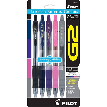 Pilot Gel Rollerball Pen - G2 Harmony Ink Retractable Refillable, Pack of 5 | 18265 ,