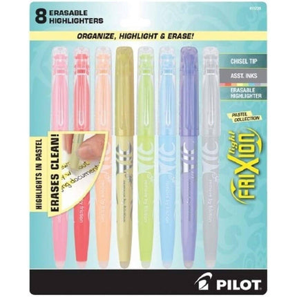 Pilot Highlighter - Frixion Assorted Ink Light Pastel Erasable, Pack of 8 | 15226 ,