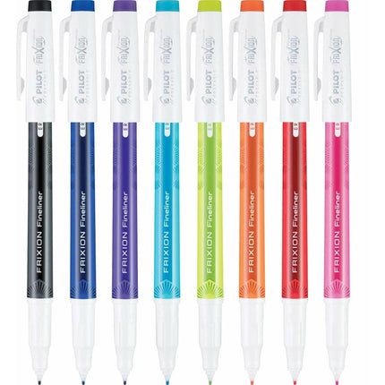 Pilot Marker Pen - Frixion Fineliner 0.6 mm Fine Assorted Erasable, Pack of 8 | 12484 ,