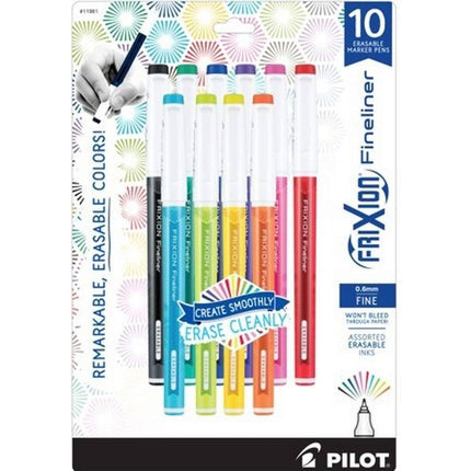 Pilot Marker Pen - Frixion Fineliner 0.6 mm Fine Point Erasable, Pack of 10 | 11981 ,