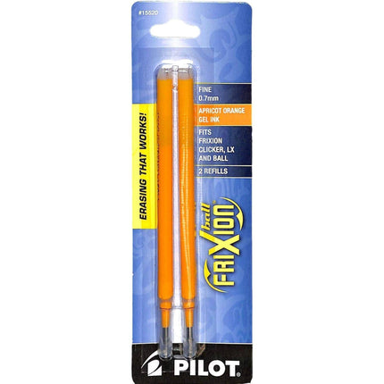 Pilot Refills - Frixion 0.7mm Fine Point Apricot Orange Gel Ink, Pack of 2 | 15520 ,