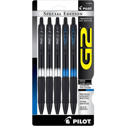 Pilot Roller Pen - G2 Quick Drying Assorted Ink Premium Gel, Pack of 5 | 16899 ,