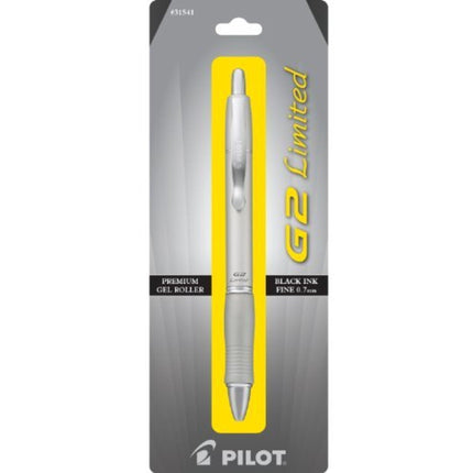 Pilot Rollerball Gel Pen - G2 Silver Barrel Black Ink Fine Point Retractable | 31541 ,