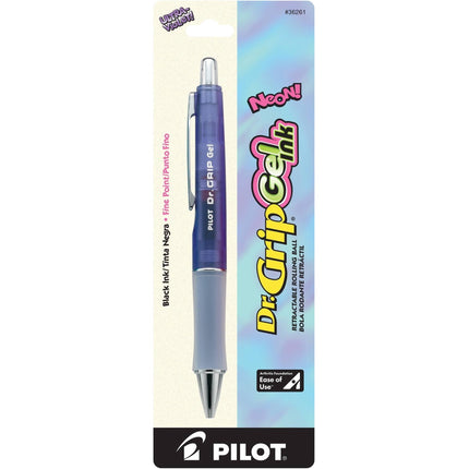 Pilot Rolling Ball Pen - Dr. Grip Gel Ink Ultra Violet Neon Barrel Black Ink | 36261 ,