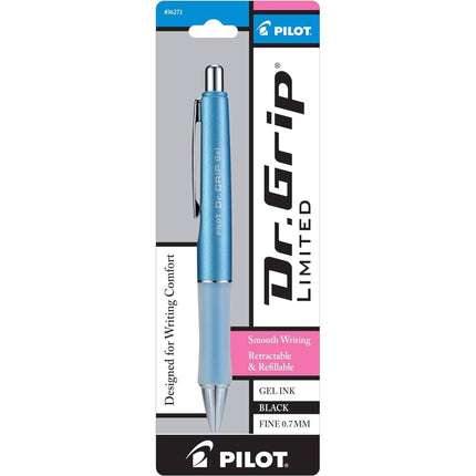 Pilot Rolling Ball Pen - Dr. Grip Limited Black Ink Metallic Ice Blue Barrel | 36271 ,