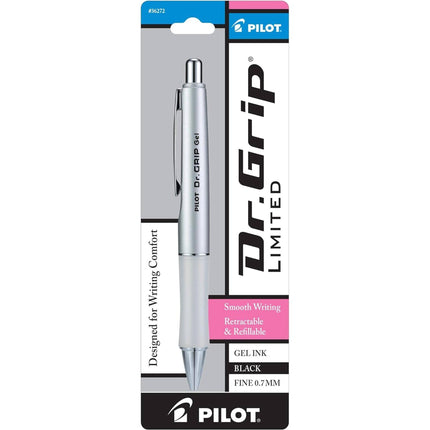 Pilot Rolling Ball Pen - Dr. Grip Limited Black Ink Metallic Platinum Barrel | 36272 ,