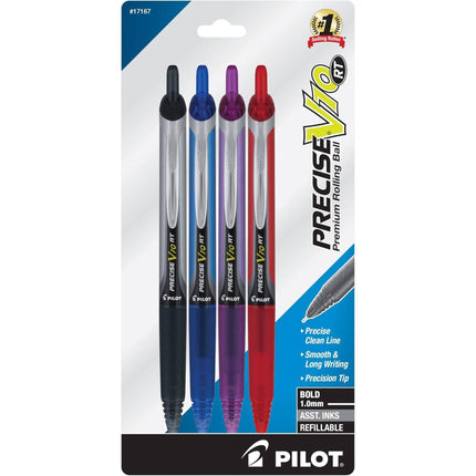 Pilot Rolling Ball Pen - Precise V10 RT Premium with Liquid Ink, Pack of 4 | 17167 ,