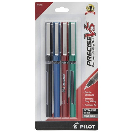 Pilot Rolling Ball Pen - Precise V5, Pack of 4, Extra Fine 0.5 mm | 94202 ,