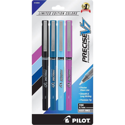 Pilot Rolling Ball Pen - Precise V7 Premium Fine Assorted Inks, Pack of 4 | 16994 ,